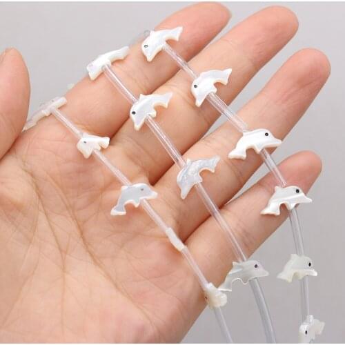 5pcs Natural Seawater Shell Beads Dolphin Shape Shell Loose Beaded for Making DIY Jewerly Necklace Accessories 7x12mm