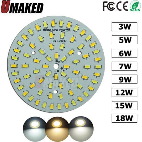 50PCS Warm/Cold White two color in one PCB 3W 5W 7W 9W 12W 15W 18W 5730 SMD Light Board Led Lamp Panel For Ceiling PCB With LED