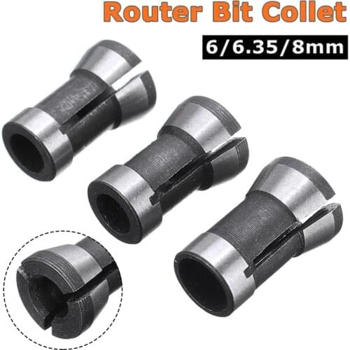 6/ 6.35/ 8mm Router Bit Collet Chuck Carbon Steel Trimming Machine Electric Woodworking Cutter Tools