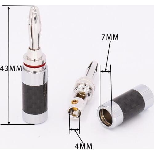 Carbon Fiber Series Rhdium Plated Banana connector for speaker cable 8pieces