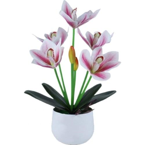 80% Hot Sale Artificial Plant Pot Orchid Flower Home Decor Plastic Wedding Parties Simulation Bonsai for Living Room