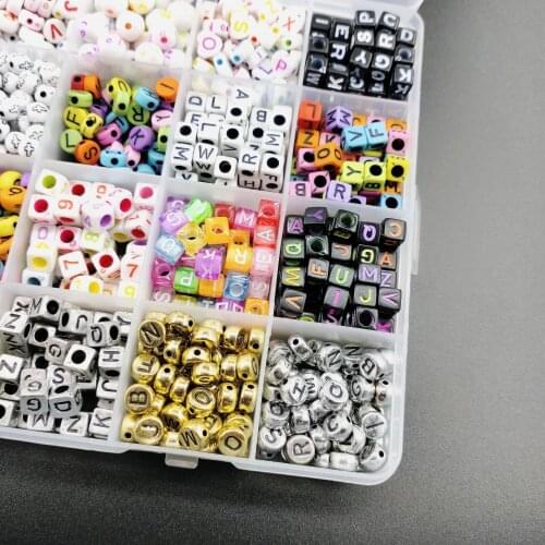 DIY Ornament Accessories Handmade Beaded Material Acrylic Beads Colorful English Letters Beads Flat Beads Boxed glass beads