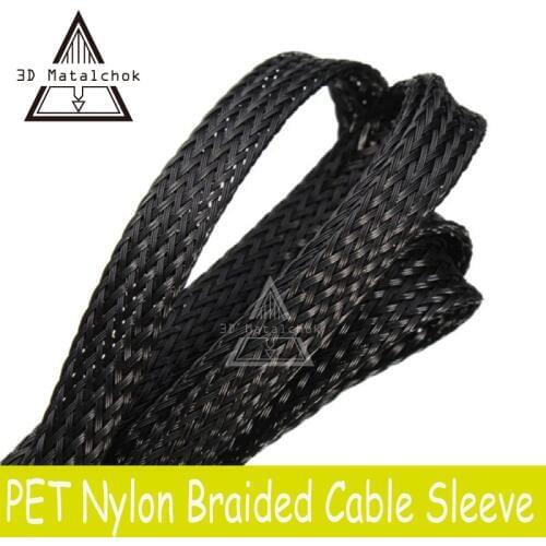 3D printer accessories 2 -5metres 6-10mm Dia Expandable Braided PET Premium Cable Sleeve Black Certification ROHS for Reprap