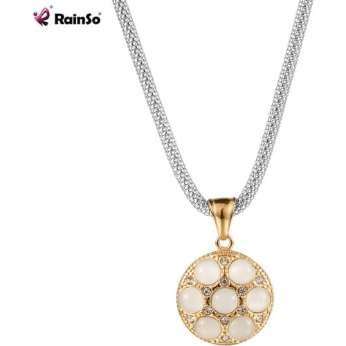 Rainso Stainless Steel Chain Five Cats Eyes Zircon Pendant Magnetic Fashion Necklace Female Jewelry New Birthday Gift 2021