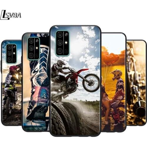Motocross dirt bikes for Huawei Honor 30 20S 20 10i 9S 9A 9C 9X 8X 10 9 Lite 8A 7C 7A Pro Phone Case Black Cover