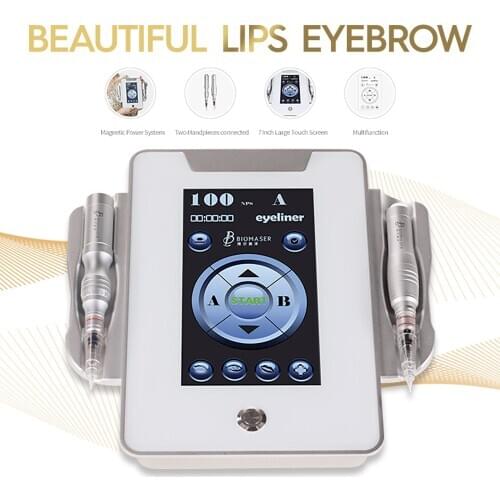 Biomaser MTS450 Digital Permanent makeup Machine 7 inch Touch Pad Screen with 2 Permanent makeup Pen Rotary Needles1r Foot pedal