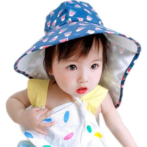Baby Bucket Hat Baby Cap for Children Hats Newborn Girl Hats Toddler Girl Outdoor Cartoon One-piece Sun Hat Cap Kids Beach Caps