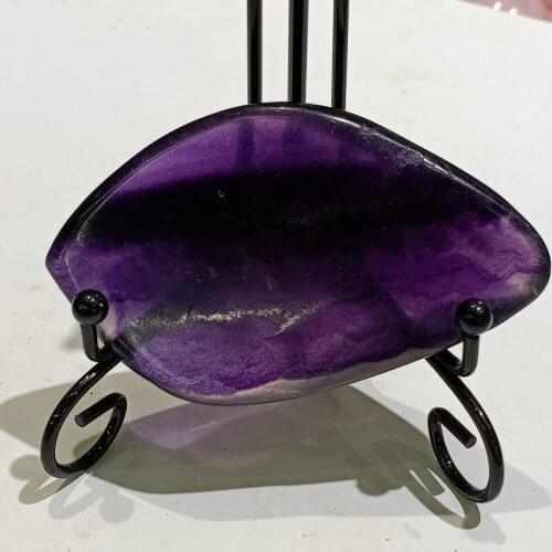 Dhxyzb 150-450g natural Colored fluorite stone Massage tablet Rock Crystal Quartz mineral Free gift bracket Healing Reiki Decor