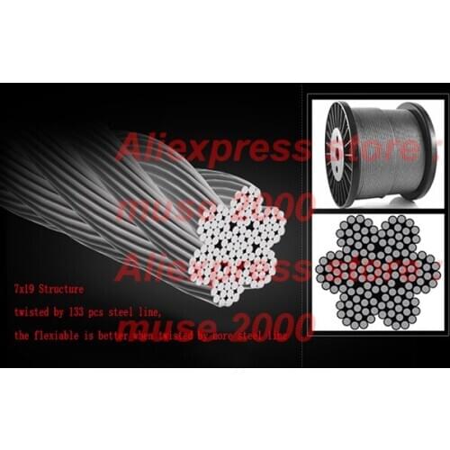 Dia1 1.2 1.5 2 2.5 3 4mm 304 steel 7X19 stranded wire photo hanging frame exhibition wall home picture hook clothes hanger