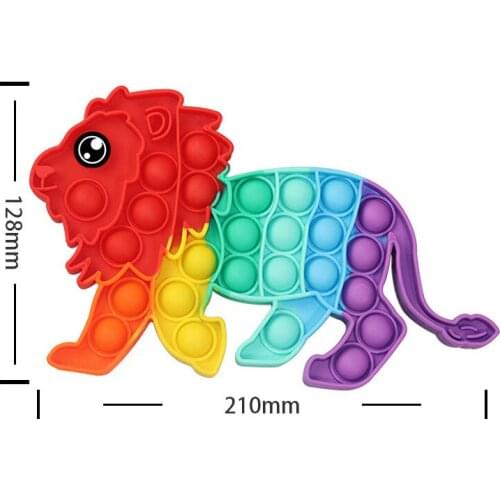 Rainbow Lion Animal Simple Fidget Toy Push Bubble Stress Sensory Toy Relief Anti-stress Game Toys for Kids Decompression