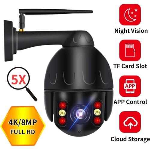 8mp 4k Cloud Wifi PTZ Camera Outdoor 2MP Home Security IP Camera 5X Optical Zoom Speed Dome Camera P2P cctv camera