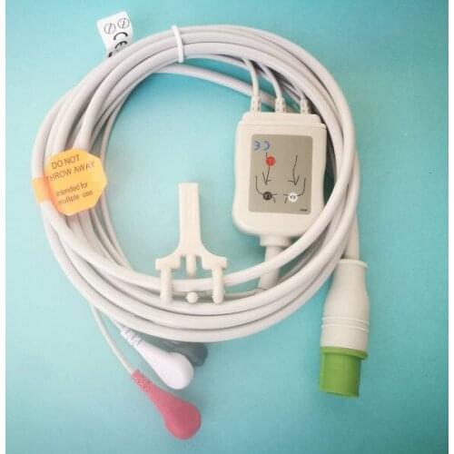 Hellige ECG cable 3-lead 10-pin Lead wire for HelligeSCP851/852/844, SCS804 ECG monitor