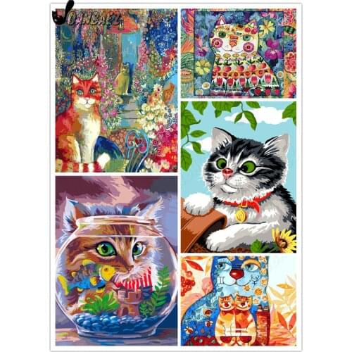 Oil Painting Cat Diamond Painting 5Ddiy Abstract Fish Tank Art Mosaic Diamond Embroidery Room Decoration Gift