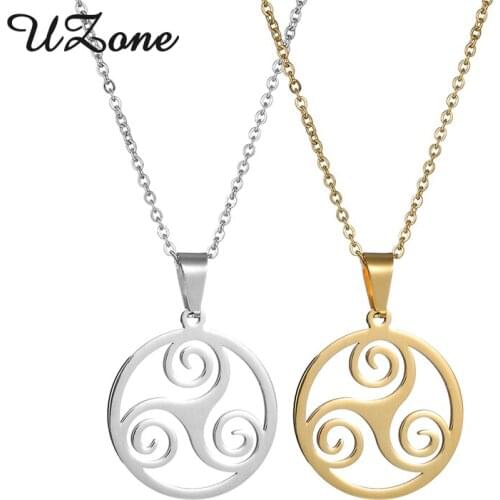 Uzone Classic Werewolf Boy Necklaces Stainless Steel Triskelion Round Pendant Necklace For Men Gift