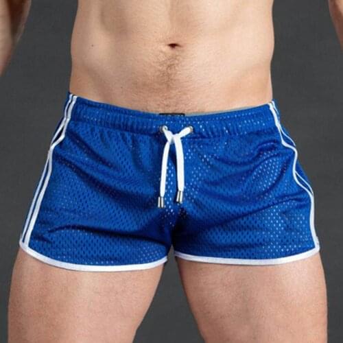 Men Casual Gym Fitness Training Shorts Sexy Mesh Breathable Sports Beach Sunga Hot Mens Swim Briefs Beach Shorts Swim Trunks