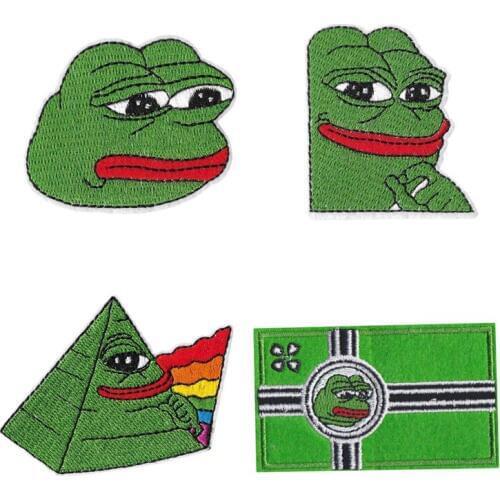 Sad Frog patch For Clothing /For T-shirt Iron On Embroidered Clothes Patches Stickers Garment Wholesale