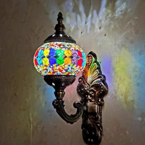 Newest Mediterranean Style Wall Light Art Deco Turkish Mosaic Wall Lamp Handcrafted Mosaic Glass Romantic Deco Stairs Light