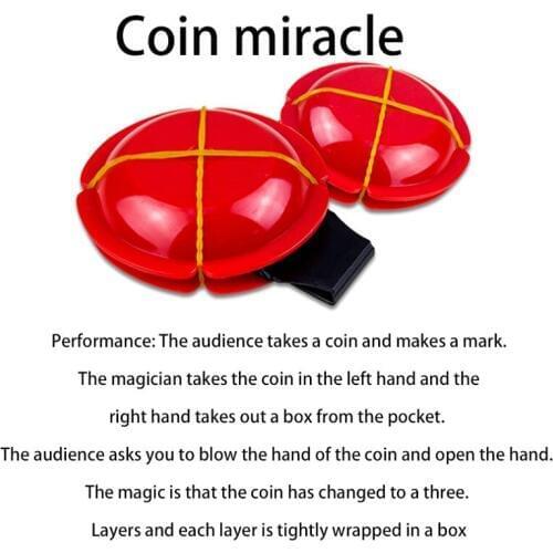 2021 New Plastic Miracle Coin Box Close Up Magic Tools Vanishing Coin Penetration Mentalism Toy Kid Fun Toy Children Gift 2021