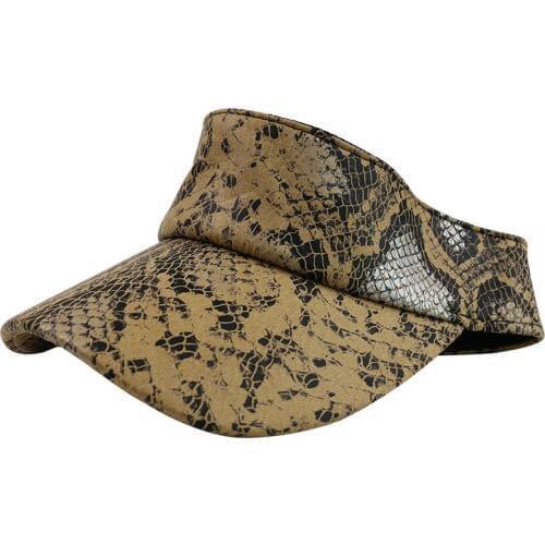 Novelty PU Visor Hats Vintage Snake Skin Pattern Sun Visor Cap for Men Women Streetwear