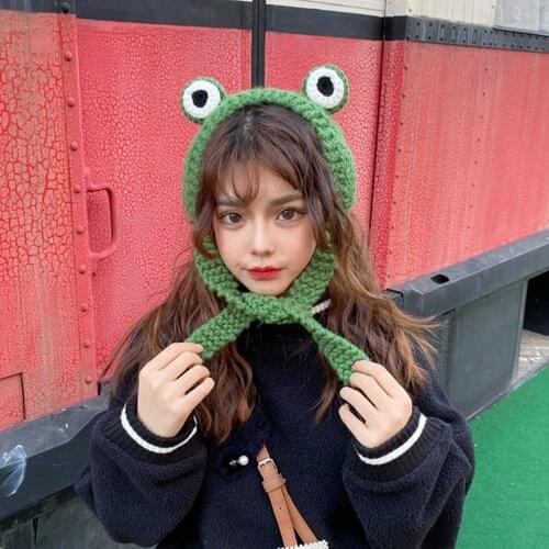 Autumn Winter Skullies Cute Women Frog Hat Crochet Knitted Hat Costume Beanie Hats Cap Gift Hip-hop Cap Photography Prop Party