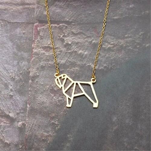 Origami Bouvier Des Flandres dog Pendant Choker Necklace for women girls delicate gift Jewelry
