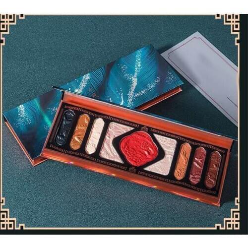 Eyeshadow Palette For Women Girls Chinese Ancient Phoenix Embossed Eyeshadow Pigment Set Waterproof Eye Shadow Cosmetic Beauty