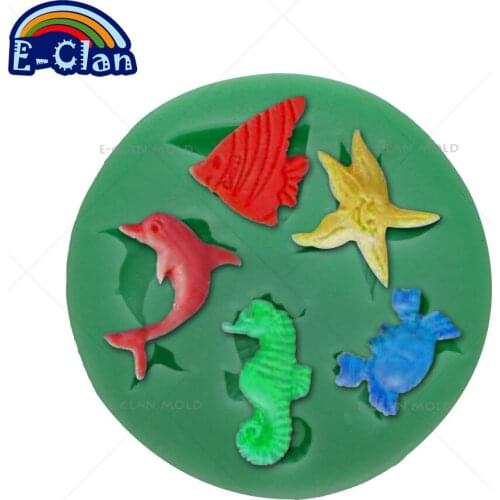 Food grade Marine animals dolphin starfish crab silicone cake mold for cake decoration fondant cupcake chocolate mould F0049HT35