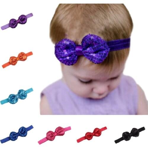 Yundfly Glitter Bow Headbands Baby Girl Sequin Bow Hair Accessories Cute Kids Girls Hair Band Accessories Cheveu Headwear