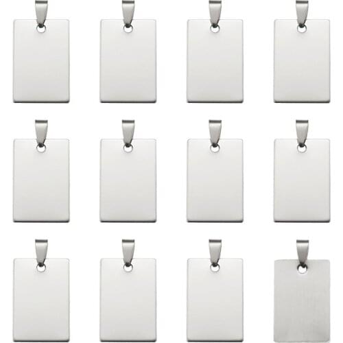 201 Stainless Steel Rectangle Blank Stamping Tag Pendants for Jewelry Necklace Making DIY Stainless Steel Color 30x20x1mm
