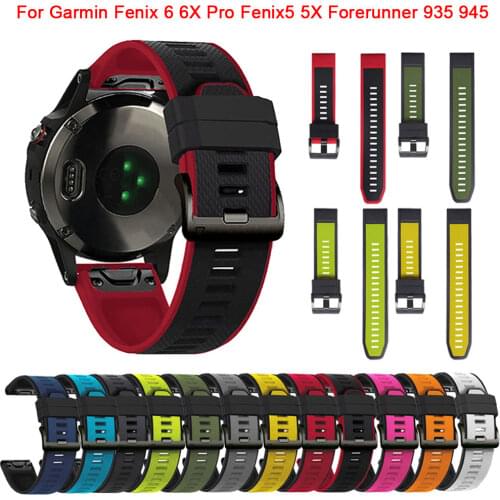 22 26MM Silicone WatchBand For Garmin Fenix 6 6X Pro Fenix5 5X Forerunner 935 945 Watchbands Smart Watch Waterproof Wrist Straps