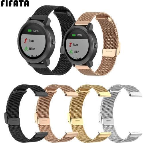 FIFATA 20MM Metal Stainless Steel Replacement Watch Strap For Xiaomi Amazfit GTS/Garmin Venu/Vivoactive 3/For Amazfit Bip Strap