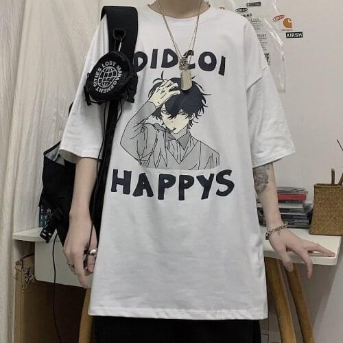 Harajuku Anim E Girl Women Cute Tops for Girls Punk Clothing Anime Manga Vintage Grunge Oversized Shirt Plus Size Tops
