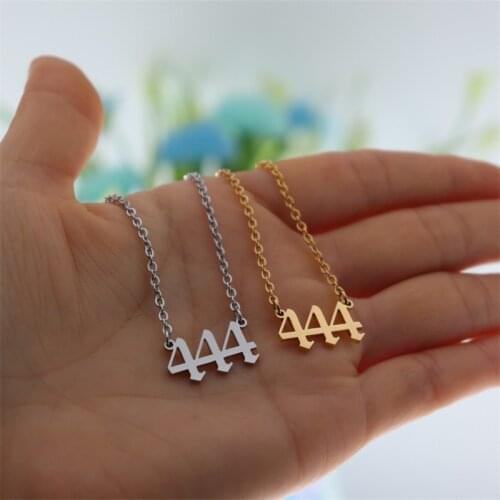 Gold Chain 444 Necklace Angel Number 222 333 Collar Punk Jewelry Stainless Steel Deil Pendant Necklace Babygirl Birthday Gift