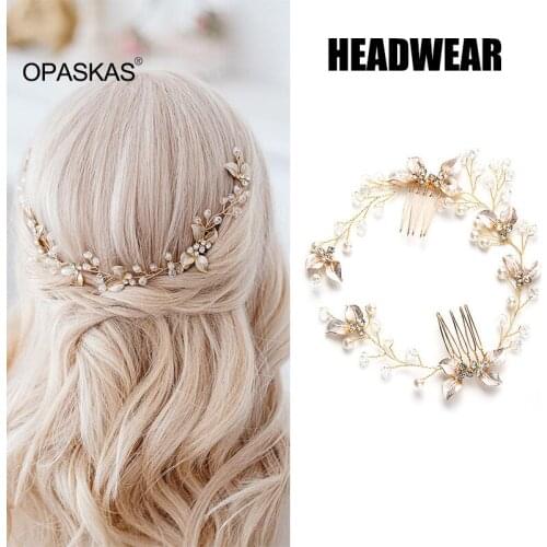 Golden Leaf Hairpin Headdress Comb Back Comb Hair Accessories Bridal Wedding Hair Decoration VL