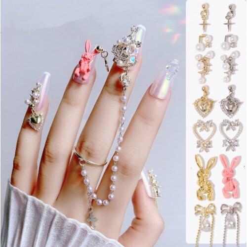 1Pc Nail Art Rhinestone Gems 3D Cartoon Rabbit Nail Jewelry Piercing Ornaments DIY Fashion Manicure Accessories