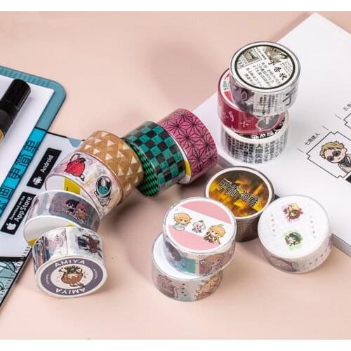 10 Pcs/lot Anime Washi Tape Toys Jujutsu Kaisen Genshin Impact Stray Dogs Demon Slayer Cartoon Tape Stickers Stationery Toy