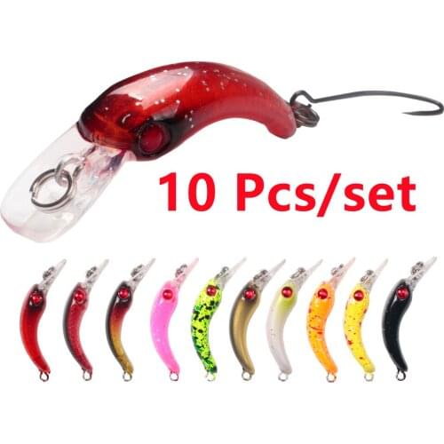 10 Pcs/set 3.7cm1.5g New Mini Single Hook Mino Bow Mino Road Sub Flattened Double Circle High-quality Bionic Artificial Bait