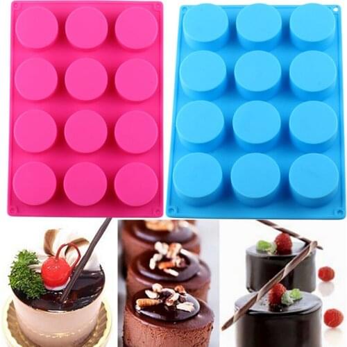 12 Cavity Round Silicone Cake Mold Pastry Bread Biscuit Baking Jelly Pudding Soap Chocolate Candy Ice Mold Cake Decorating Tools