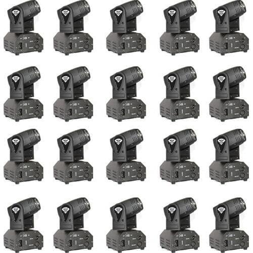 20pcs/lot DMX512 10W 4in1 RGBW Cree LED Mini Moving Head Beam Light with 11/13 Channels Disco Stage lighting For Club Wedding DJ