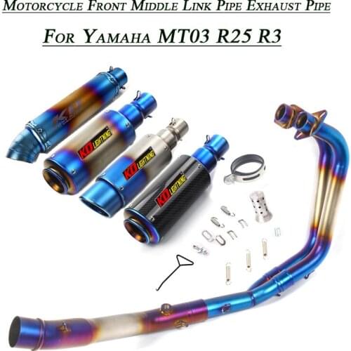 51mm Front Middle Link Pipe Exhaust Silencer Tube Stainless Set System Silp on For Yamaha MT03 2016-2018 R3 R25 2014-2021