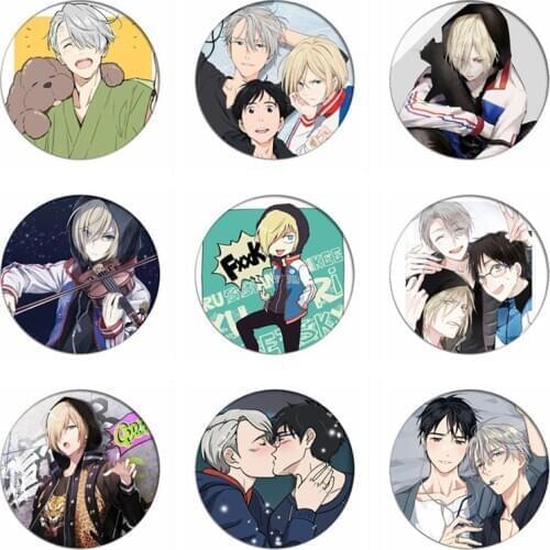 Anime Yuri on Ice Victor Cosplay Badge Yuri Katsuki Plisetsky Cartoon Brooches Pins Collection bags Badges for Backpacks Clothes