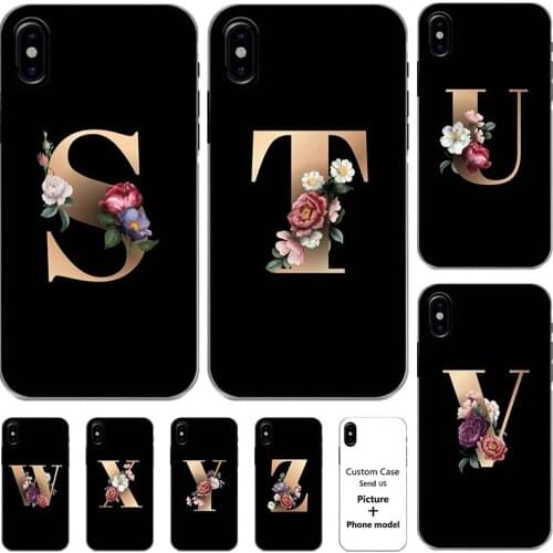 Flower 26 English Name Letters Custom Initial Case For Iphone X XR Soft Silicone Cover For Iphone XS Max