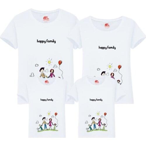 Mother Father Son Daughter Kids Baby Short Sleeves Cartoon Printing T-shirt Family Look Family Matching Outfits T-shirt Clothes