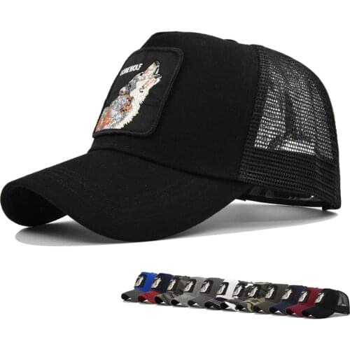 Personality Baseball Caps Animal Embroidery Pattern Hip Hop Fashion Hats Men Summer Breathable Mesh Streetwear Bone Unisex