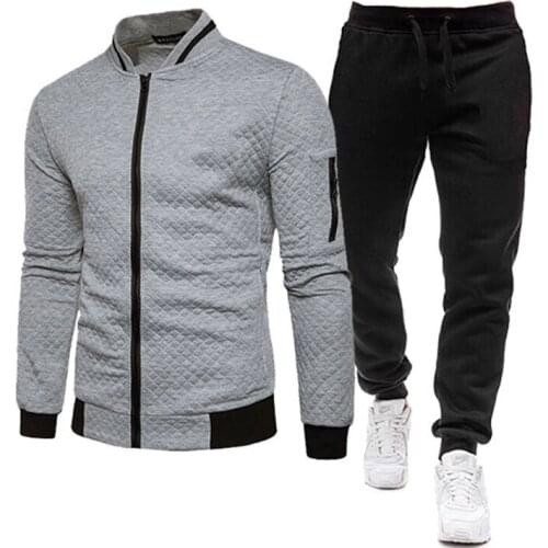 Men Sportswear Set Brand Mens Tracksuit Sporting Fitness Clothing Two Pieces Long Sleeve Jacket + Pants Casual Mens Track Suit