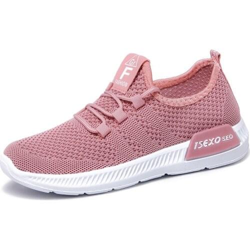 Women Sneaker Round Head Mesh Women Flat Shoes Breathable Trainer Walking Platform Buttom Casual Sneaker Lace Up Tenis Feminino