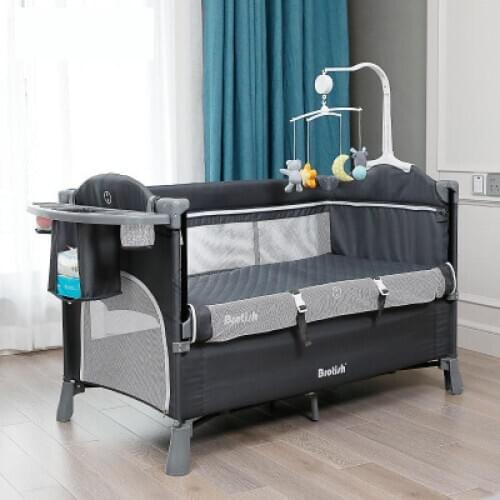 Newborn Multifunctional Crib Stitching Bed, Newborn Cradle Bed, Game Bed, Portable Folding 0-6 Years Old Children Bed To Travel