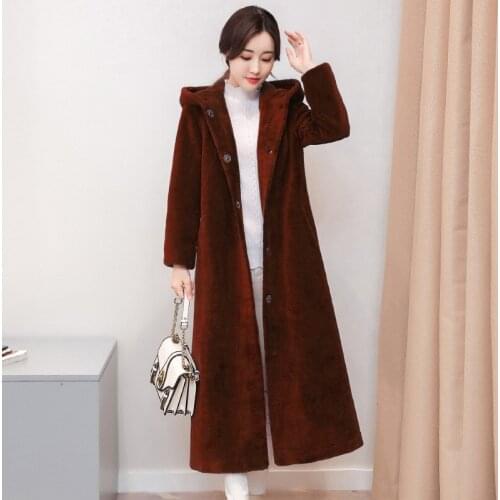Fashion 2020 Warm Winter Jacket Women Hooded Coat Female Thick Lamb Fur Coats Womens Long Jackets Chaqueta Mujer WXF441