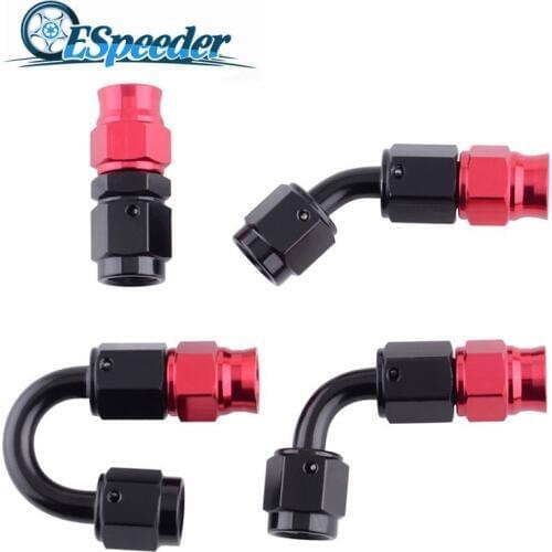ESPEEDER AN3 Oil Cooler Aluminum PTFE Fitting Adapter 0/45/90/180 Degree Fuel / Swivel Reusable Hoes End Fit Oil Hose E85