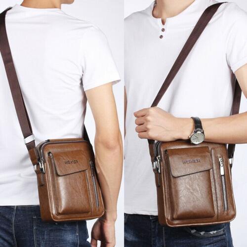 Retro For Men Crossbody Bag Small Casual Hand Bag PU Leather Male Shoulder Bag